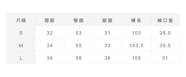 尺寸對照表