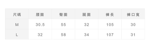 尺寸對照表