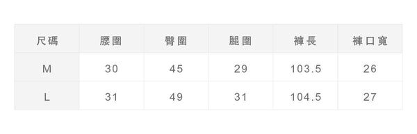 尺寸對照表