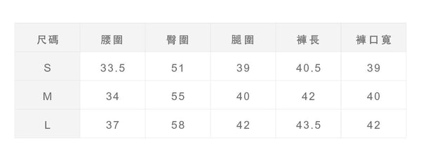 尺寸對照表
