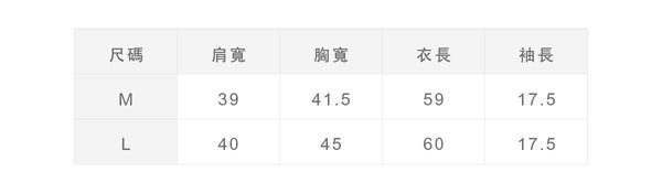 尺寸對照表