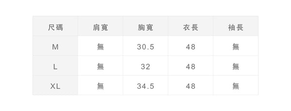 尺寸對照表